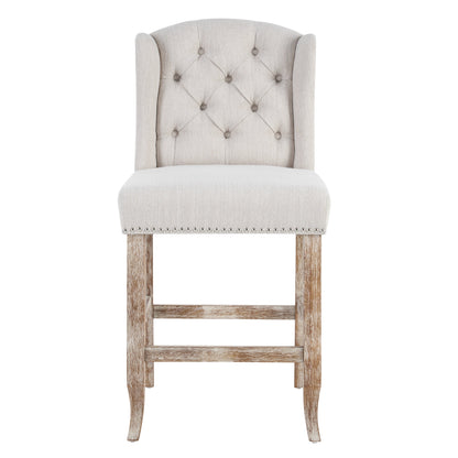 26.78'' Seat Height Vienna Contemporary Fabric Tufted Wingback Counter Stools, Set of 2