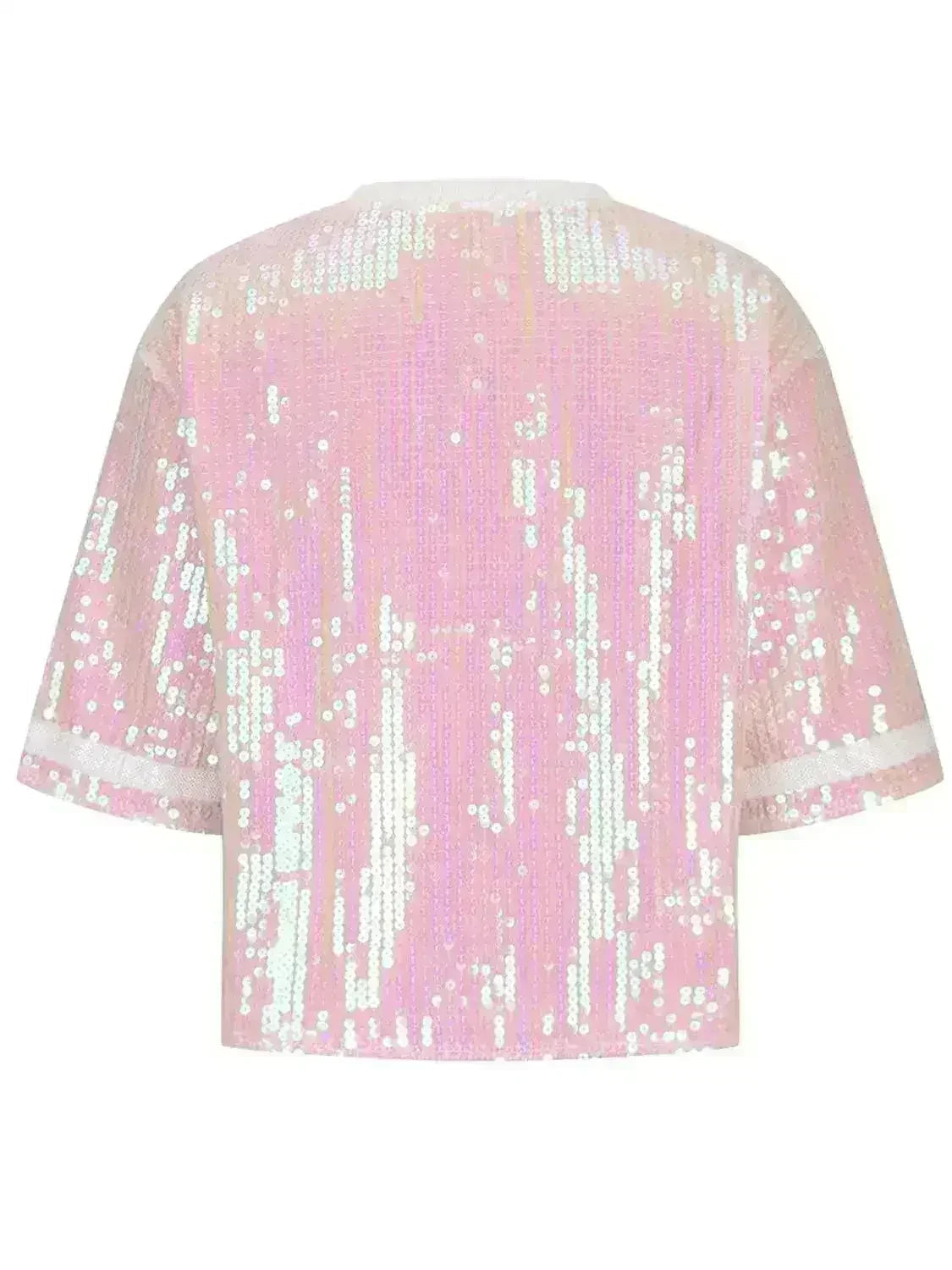 Sequin Football Top - Sparkling Half-Sleeve Blouse | Femstylo