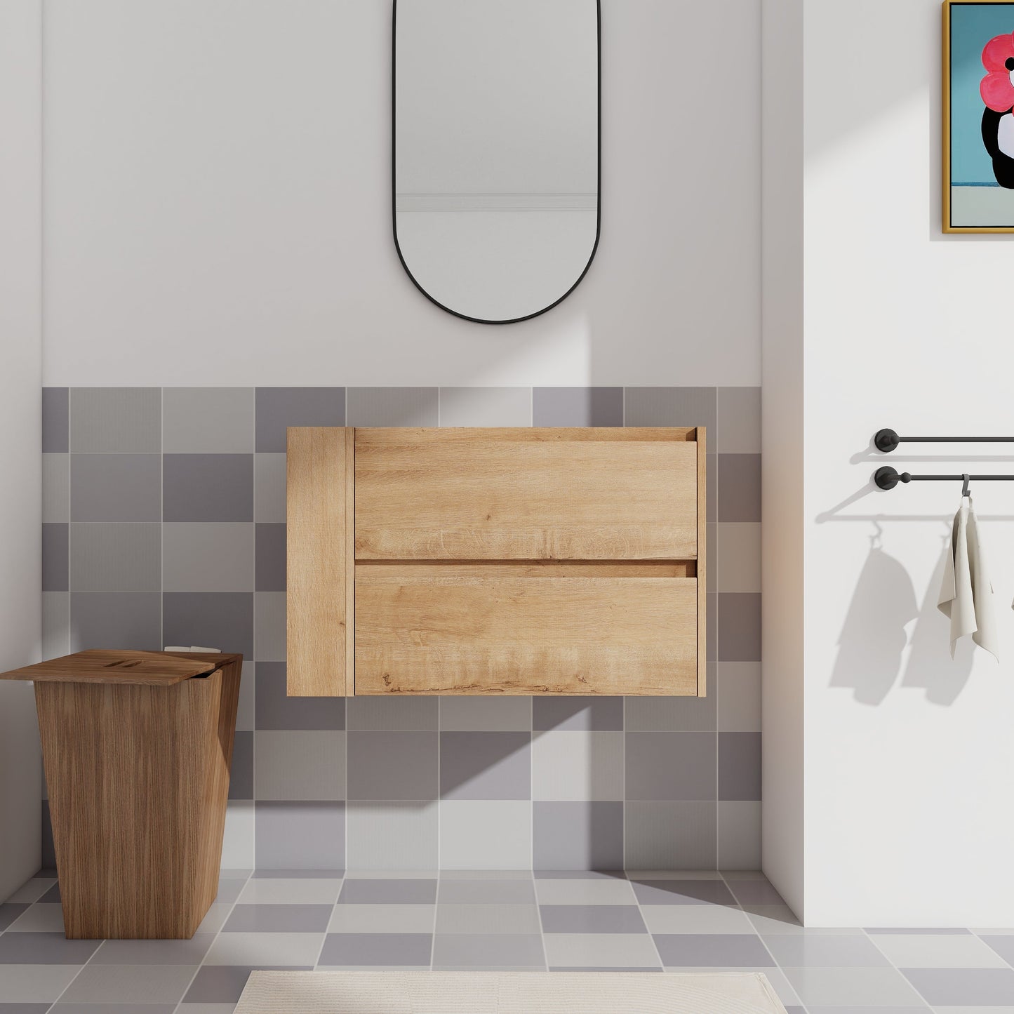 30" Wall Mount Bathroom Vanity with Soft Close Drawer (Without Basin)