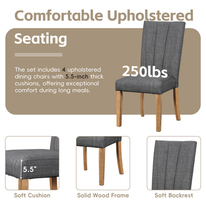 TOPMAX Farmhouse Extendable Wood Dining Table Set for 6