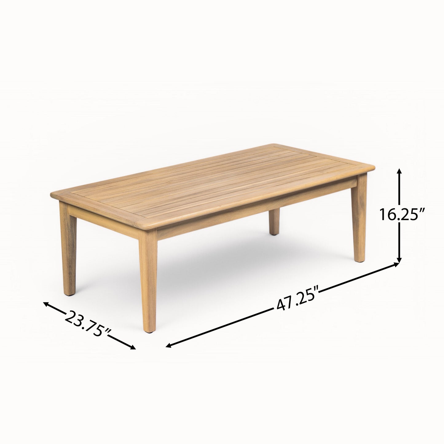 Outdoor Acacia Wood Loveseat with Coffee Table, Light Teak Frame