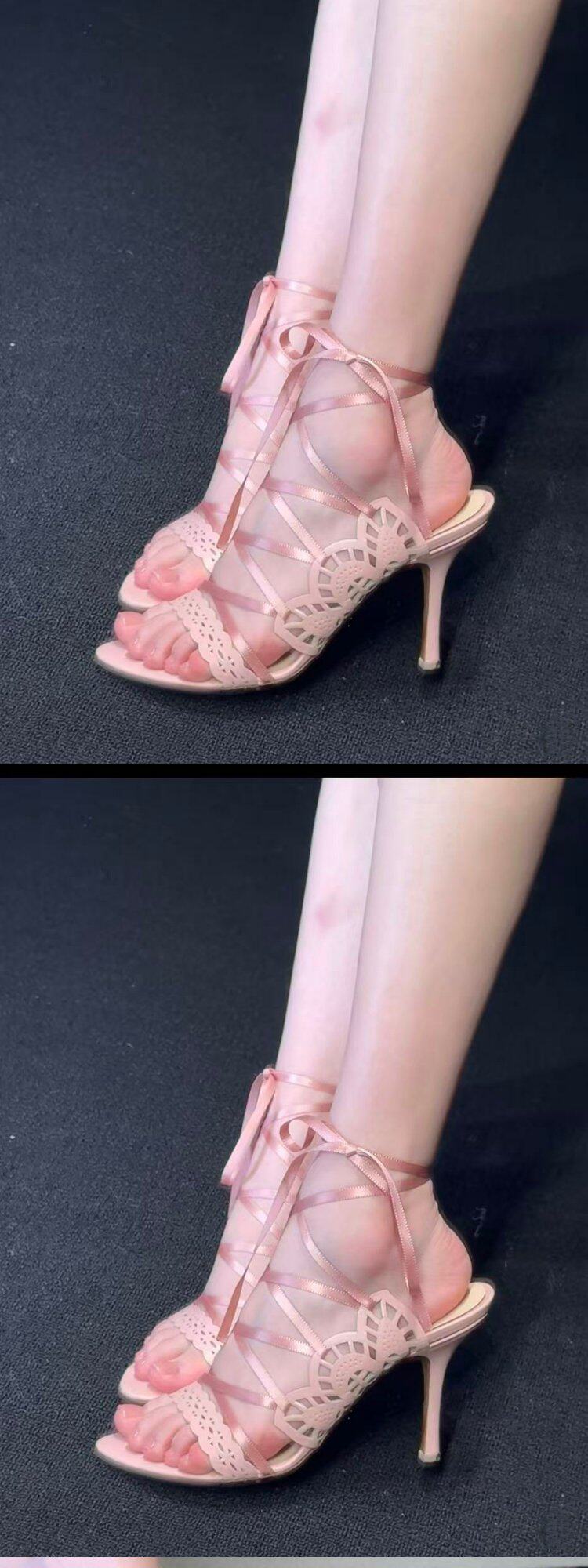 Vintage 2026 New Women Cross Strap High Heels, French Style Stiletto Hollow Printed Gorgeous Fairy Sandals