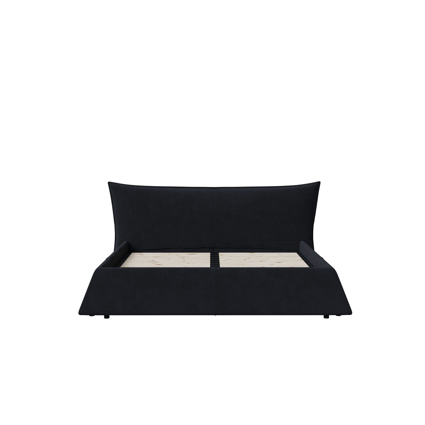 Upholstered Platform Bed With Special Shaped Headboard