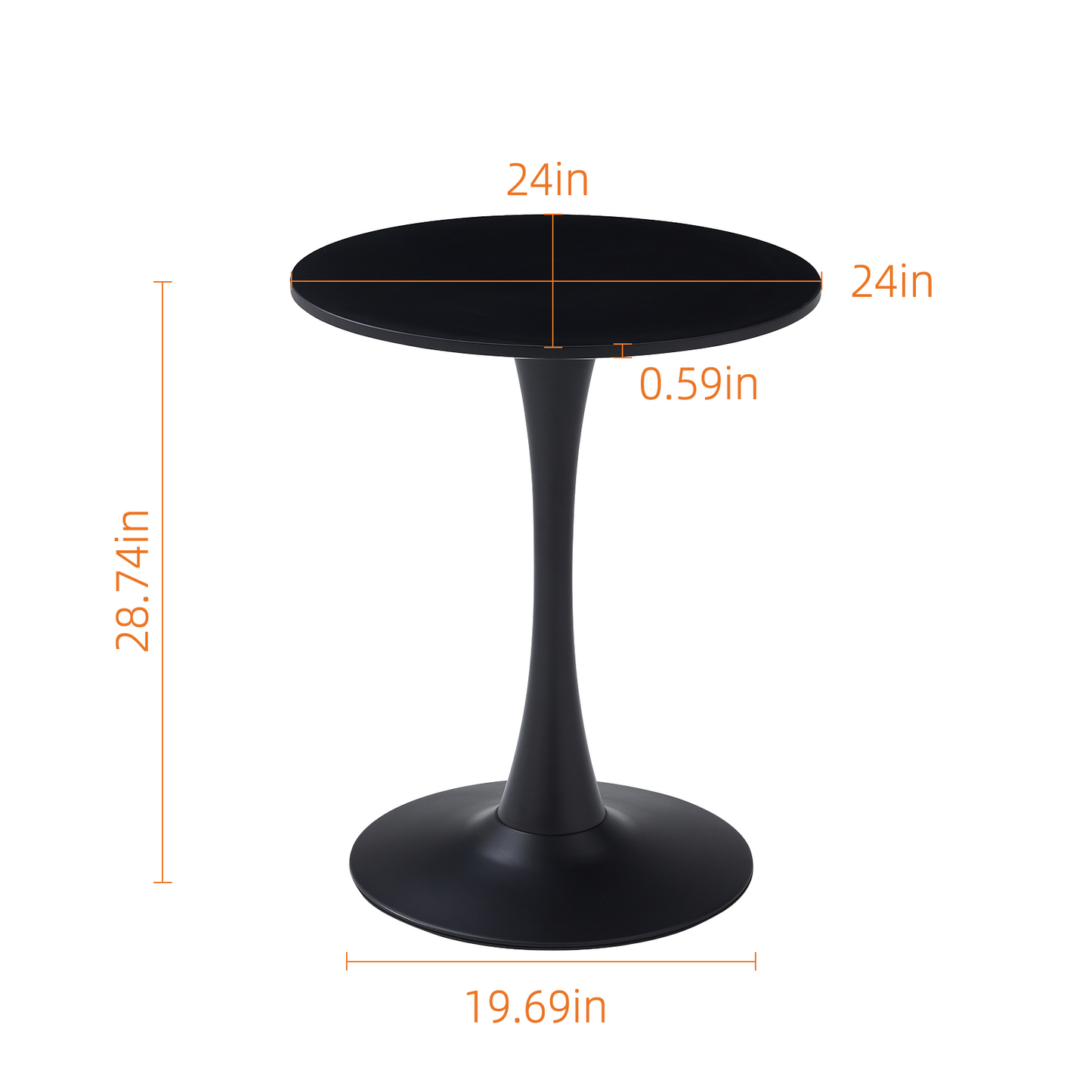 Black Round Dining Table with MDF Top and Matte Iron Base
