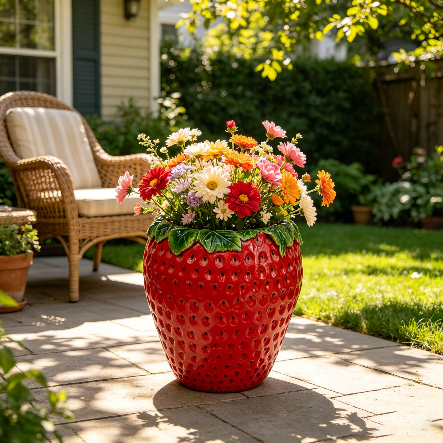 15'' Tall Strawberry Shaped Planter Pot