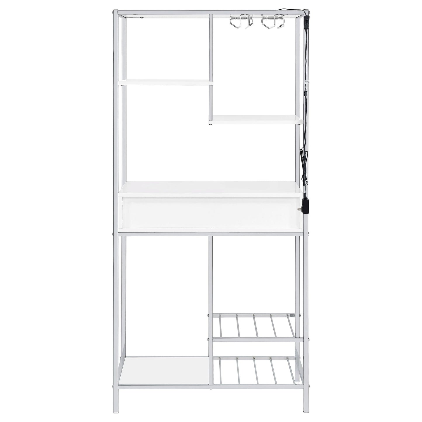 Draper - 5 Shelf LED Wine Cabinet With Pull Out Drawer - Gloss White