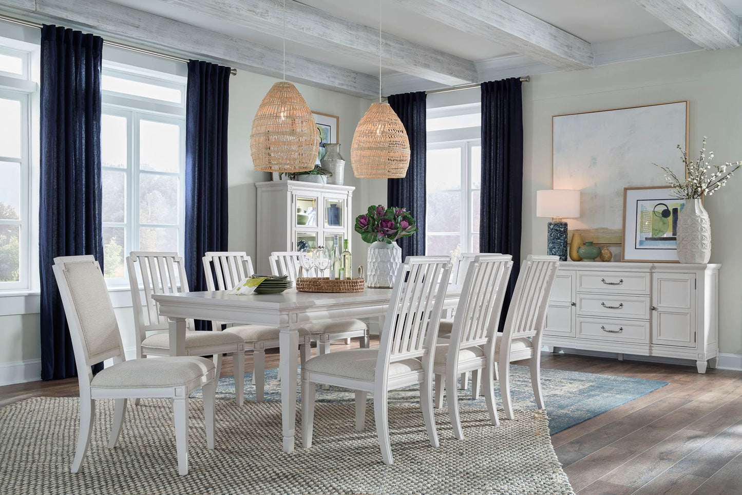 Willowbrook - Upholstered Side Chair With Wood Slat Back (Set of 2) - Egg Shell White