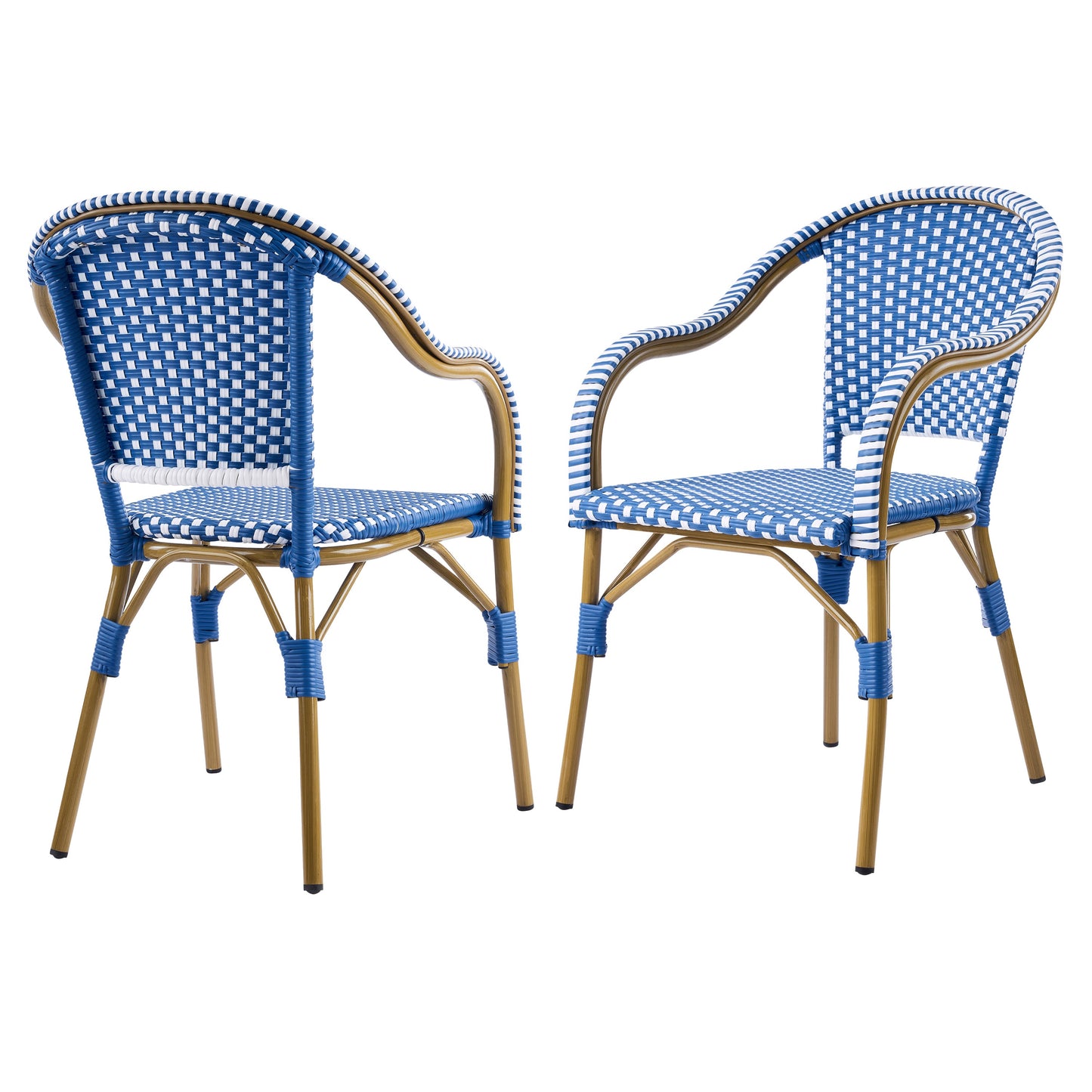 Outdoor Bistro Chairs Set of 2 with Aluminum Frame and PP Rattan