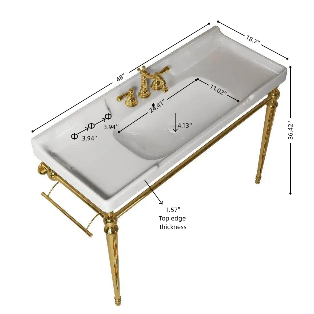 VICI 48" Bathroom Console Sink, Wall-Mounted