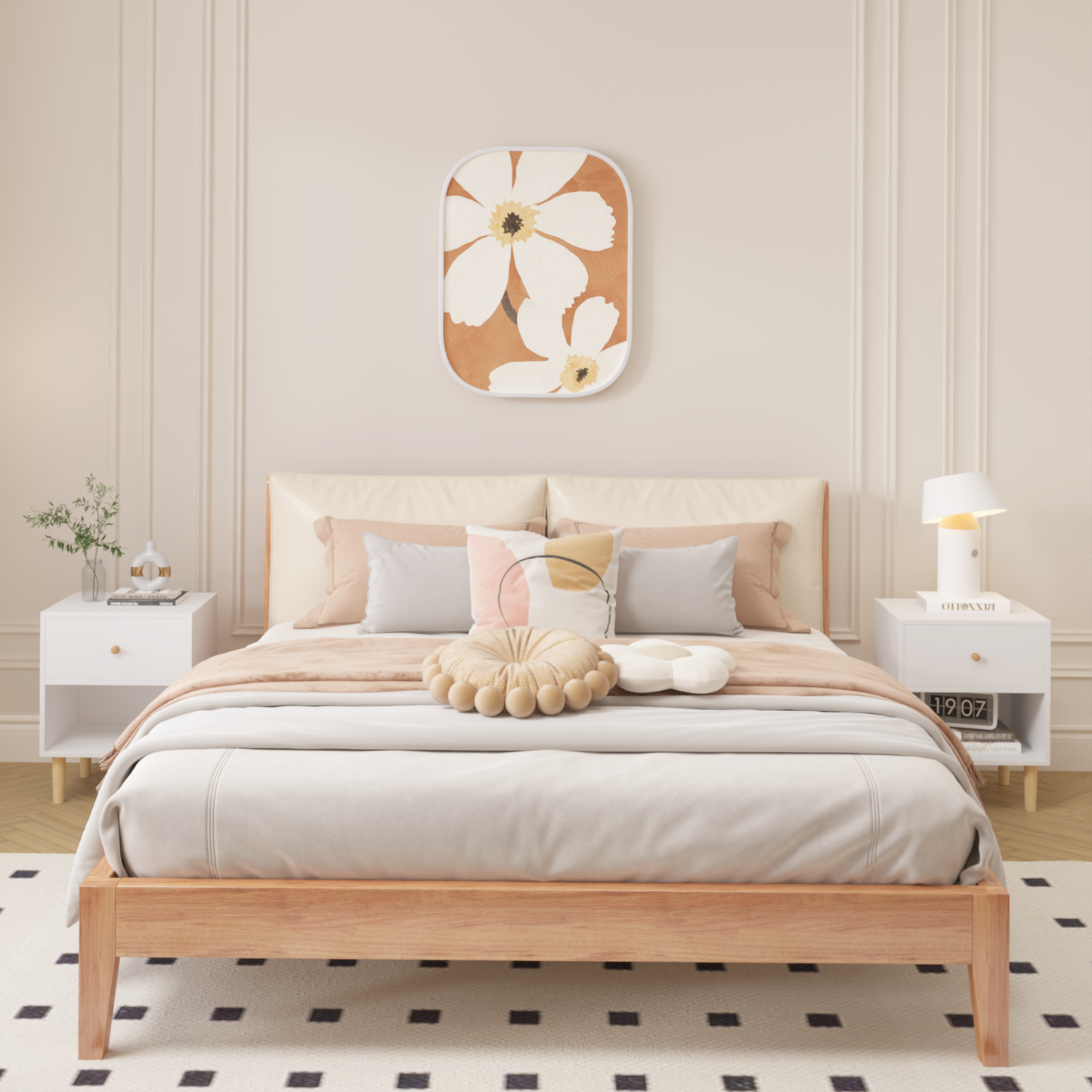 23.22"H Wooden Nightstand with One Drawer and Shelf