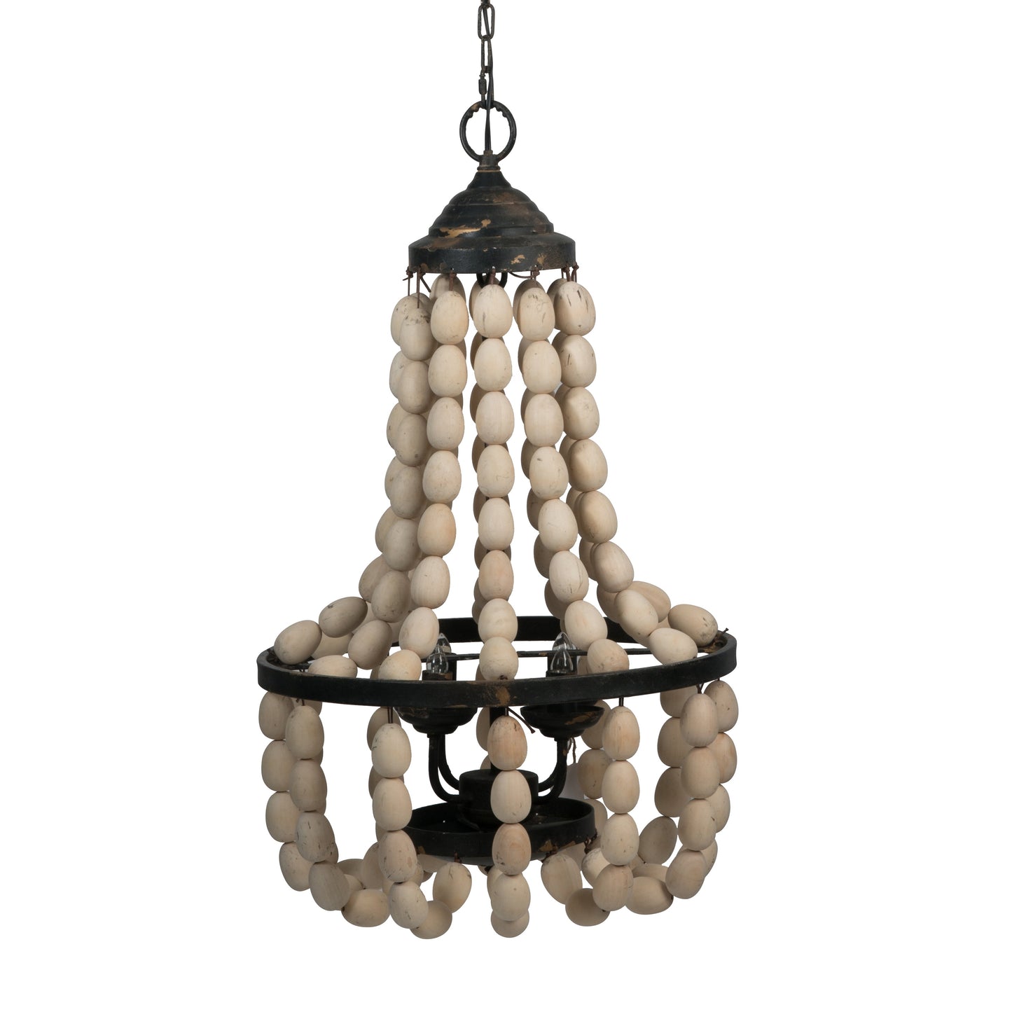 Large Beaded 4-Light Chandelier