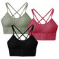 3Packs Women Cross Back Sport Bras Padded StrappyÊMedium Support Bras SexyÊFitnessÊTank Tops with Removable Pads for Gym Yoga Workout Running