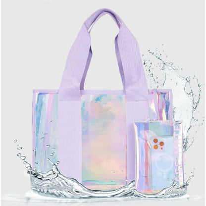 Transparent ladies tote bag large capacity colorful, beach bag waterproof swimming bag, waterproof mobile phone bag storage bag, clear bag for stadium events