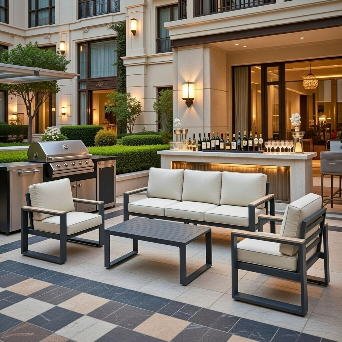 Modern Outdoor Sofa Set With Coffee Table