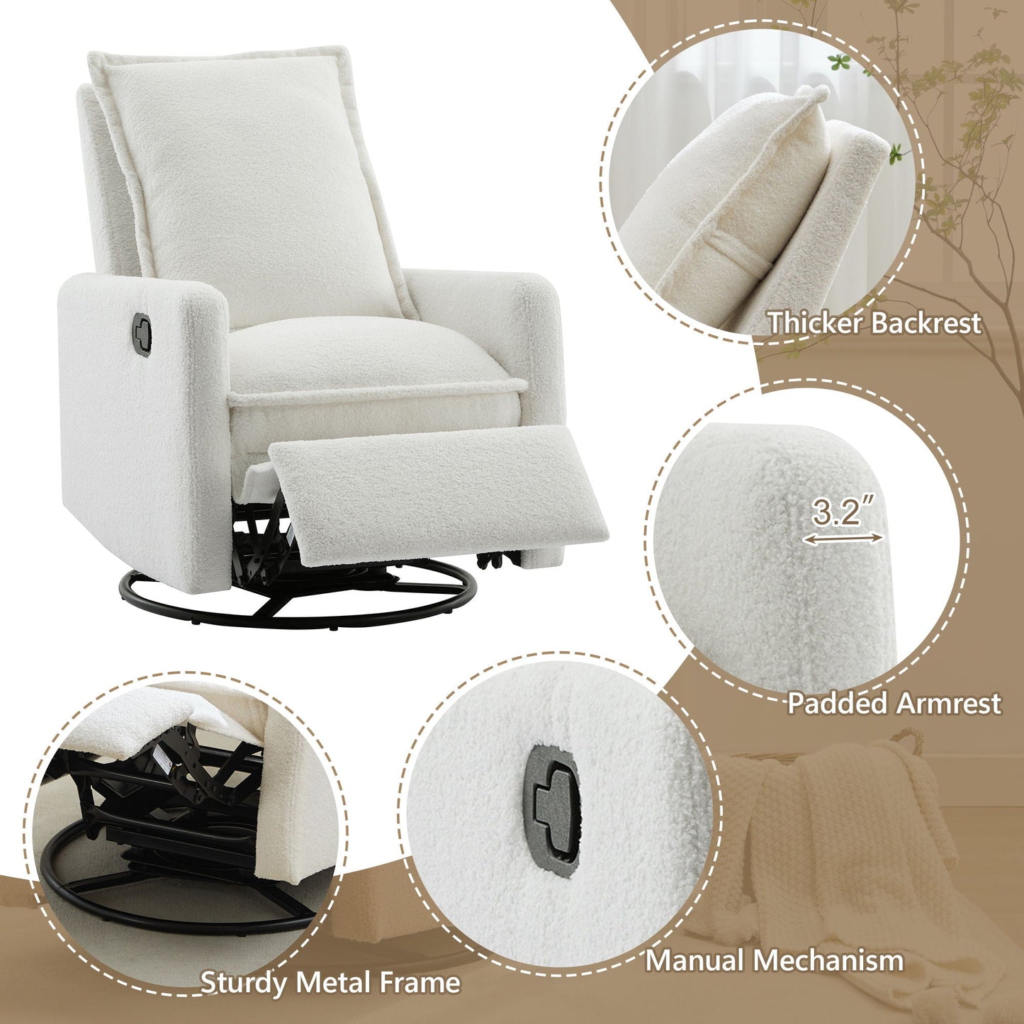 Swivel Rocker Glider Recliner Chair