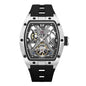Barrel-shaped Watch With A Steel Case Full Skeleton Automatic Movement