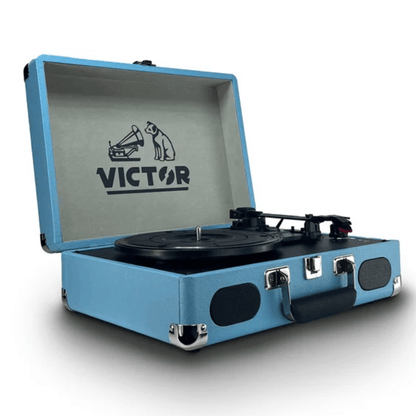 Victor Metro Plus Portable Dual BT Suitcase Turntable Turquoise - Refurbished