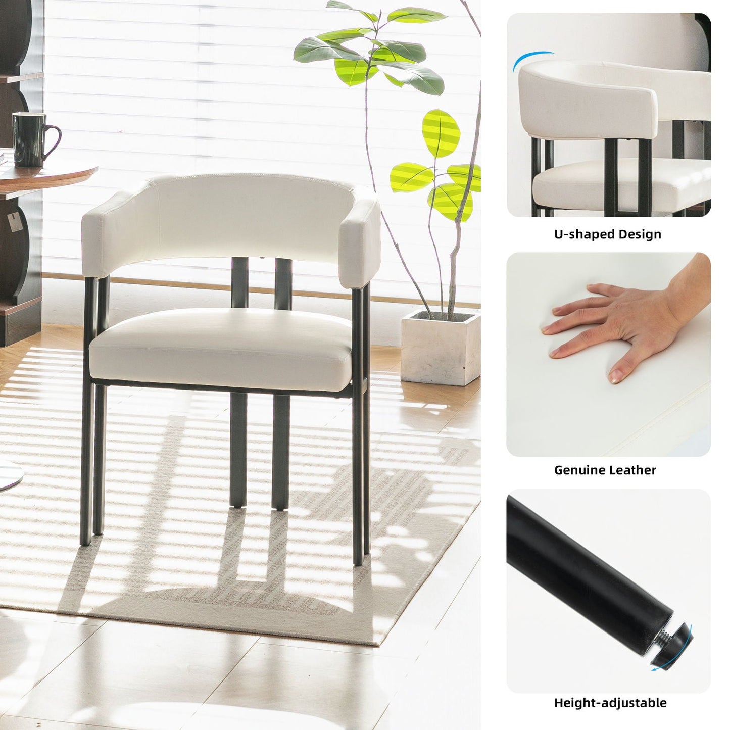 Modern Dining Upholstered Barrel Chair With Curved Back And Armrests