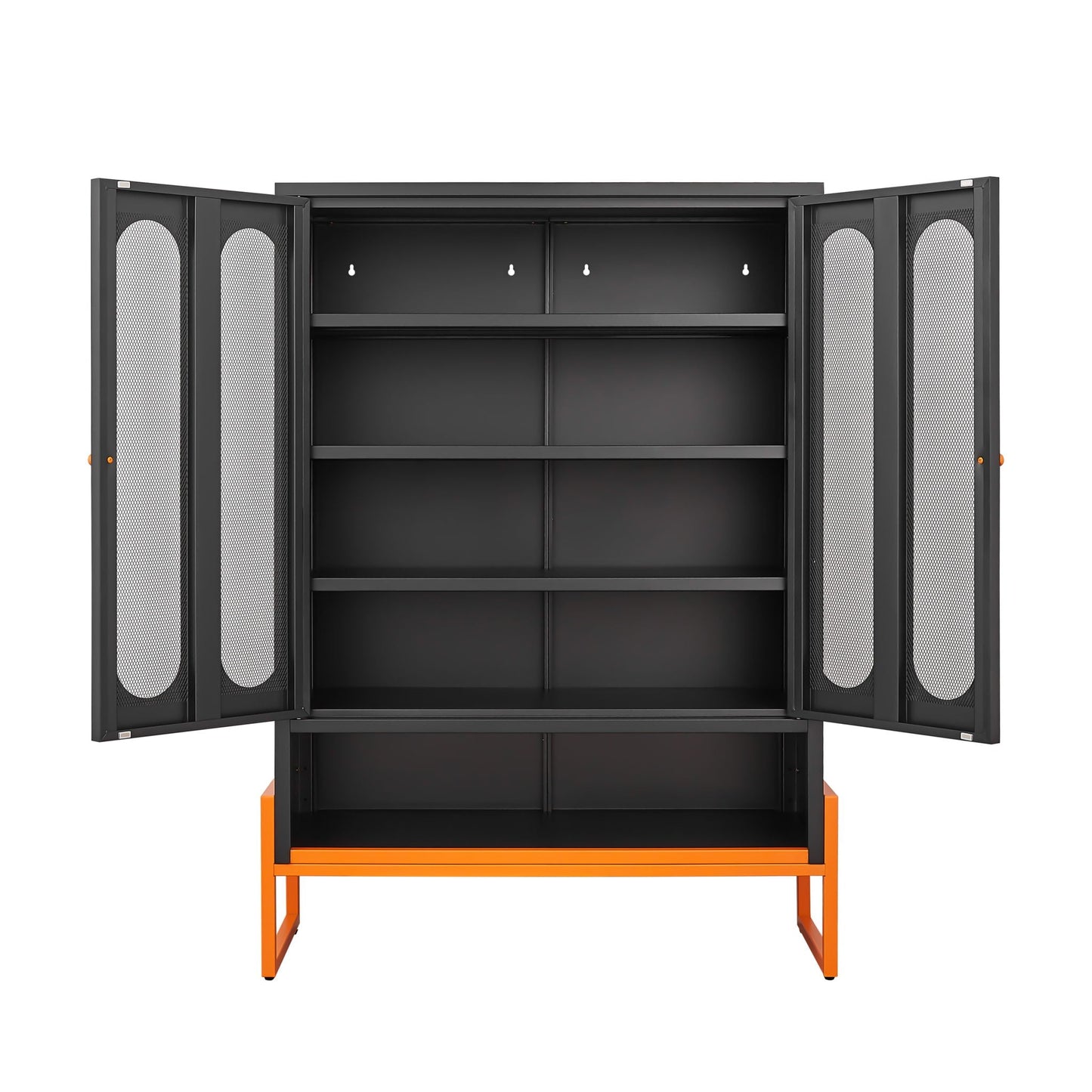 Modern Metal Shoe Cabinet With DoublebSided Doors And Adjustable Partitions