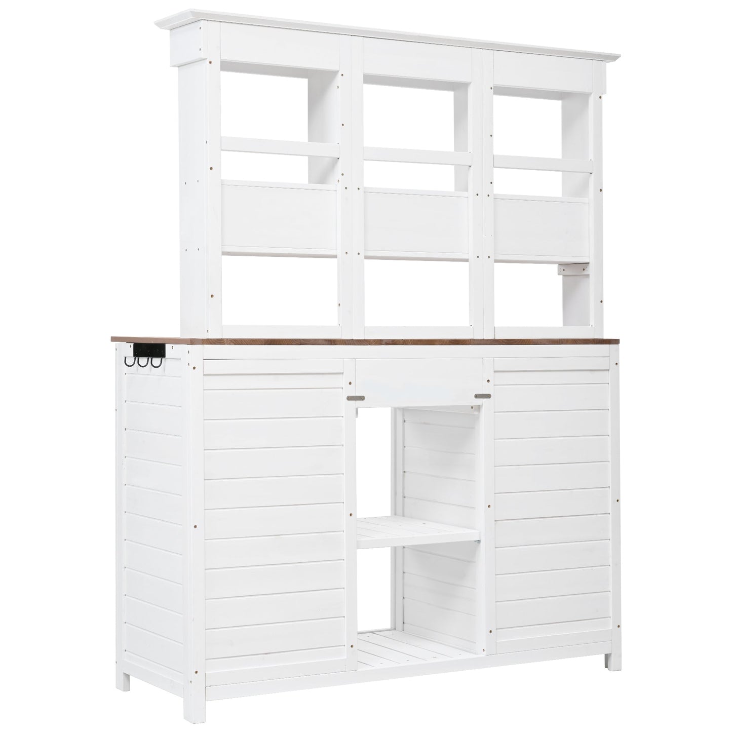 TOPMAX 65.7" Tall Garden Potting Bench Table with Hutch