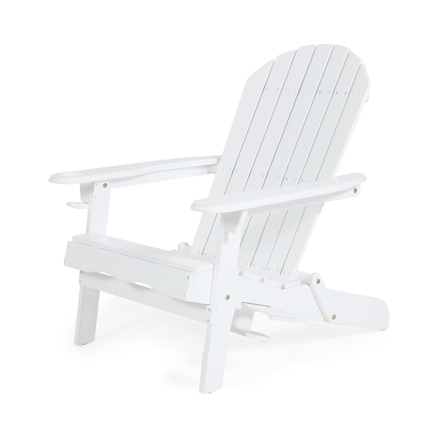 Zenithia Outdoor Foldable Adirondack Chair with 2 Cup Holders, White