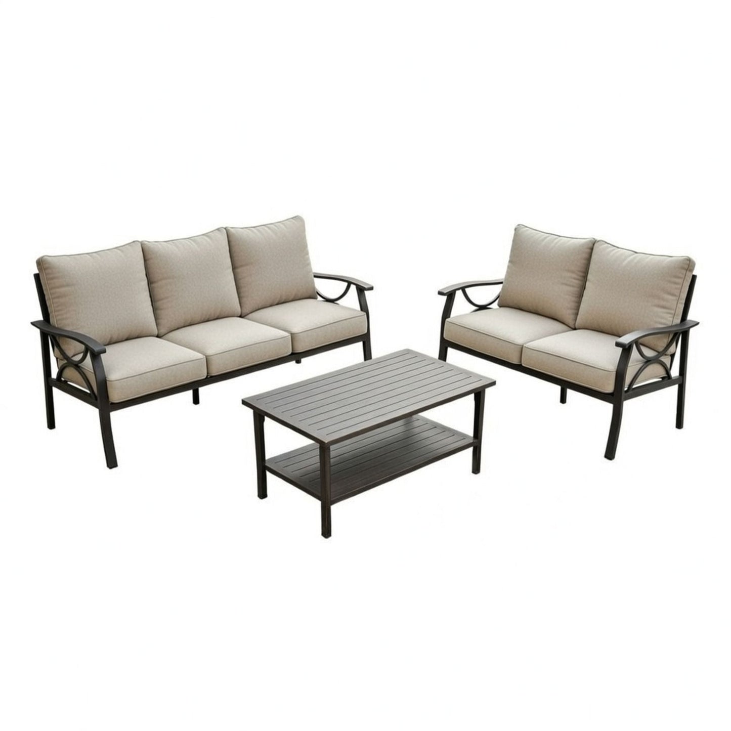 Patio Furniture Set with Coffee Table and Cushions for Backyard