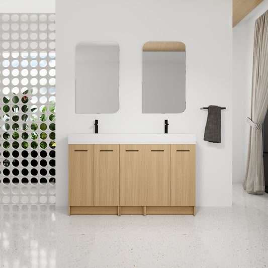 60" Double Sink Bathroom Vanity with Extra-Large Storage