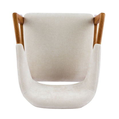 Indoor Upholstered Dining Armchair (Set of 2) - Beige / Teak