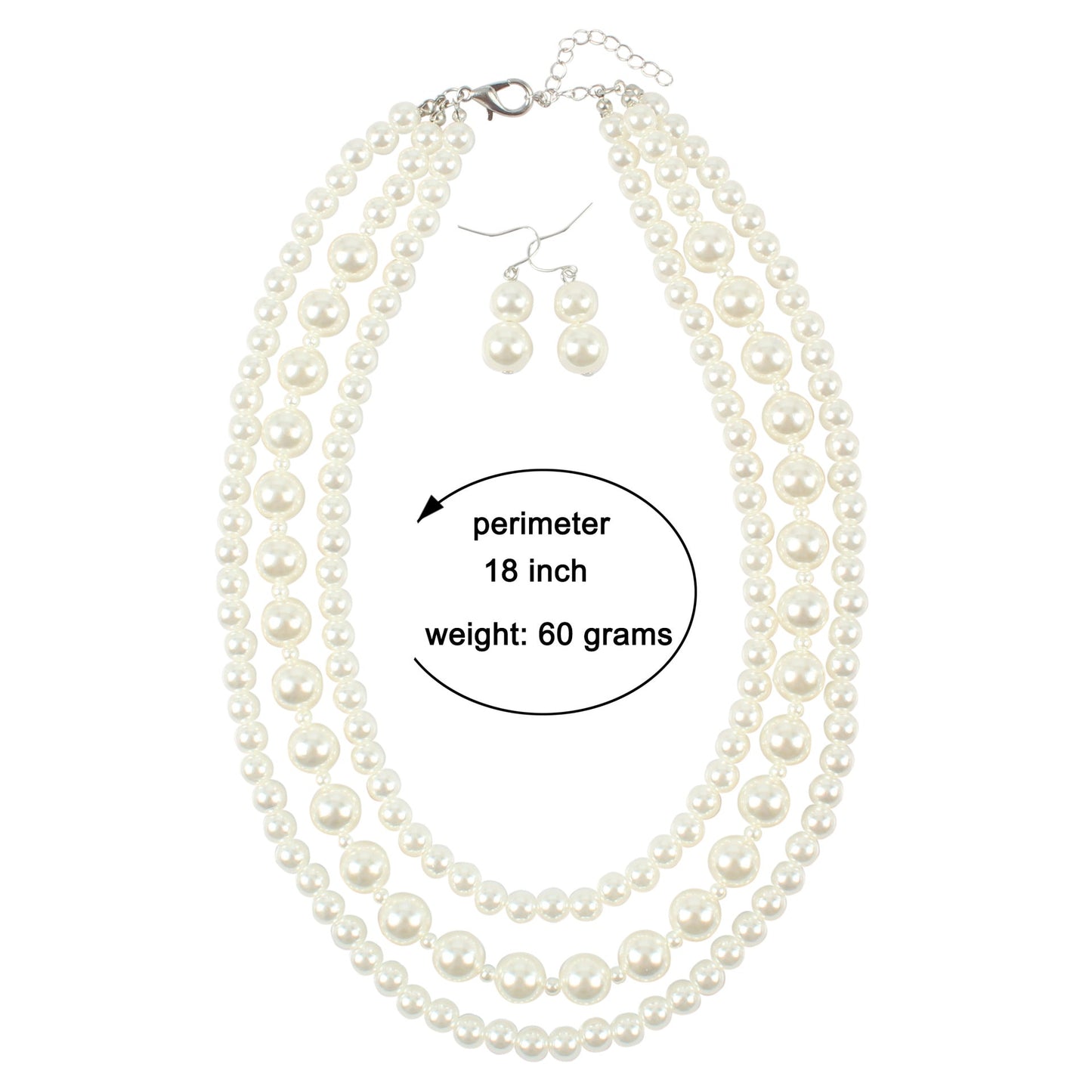 Vintage Handmade Layer Pearl Beaded Choker Necklace Jewelry Set