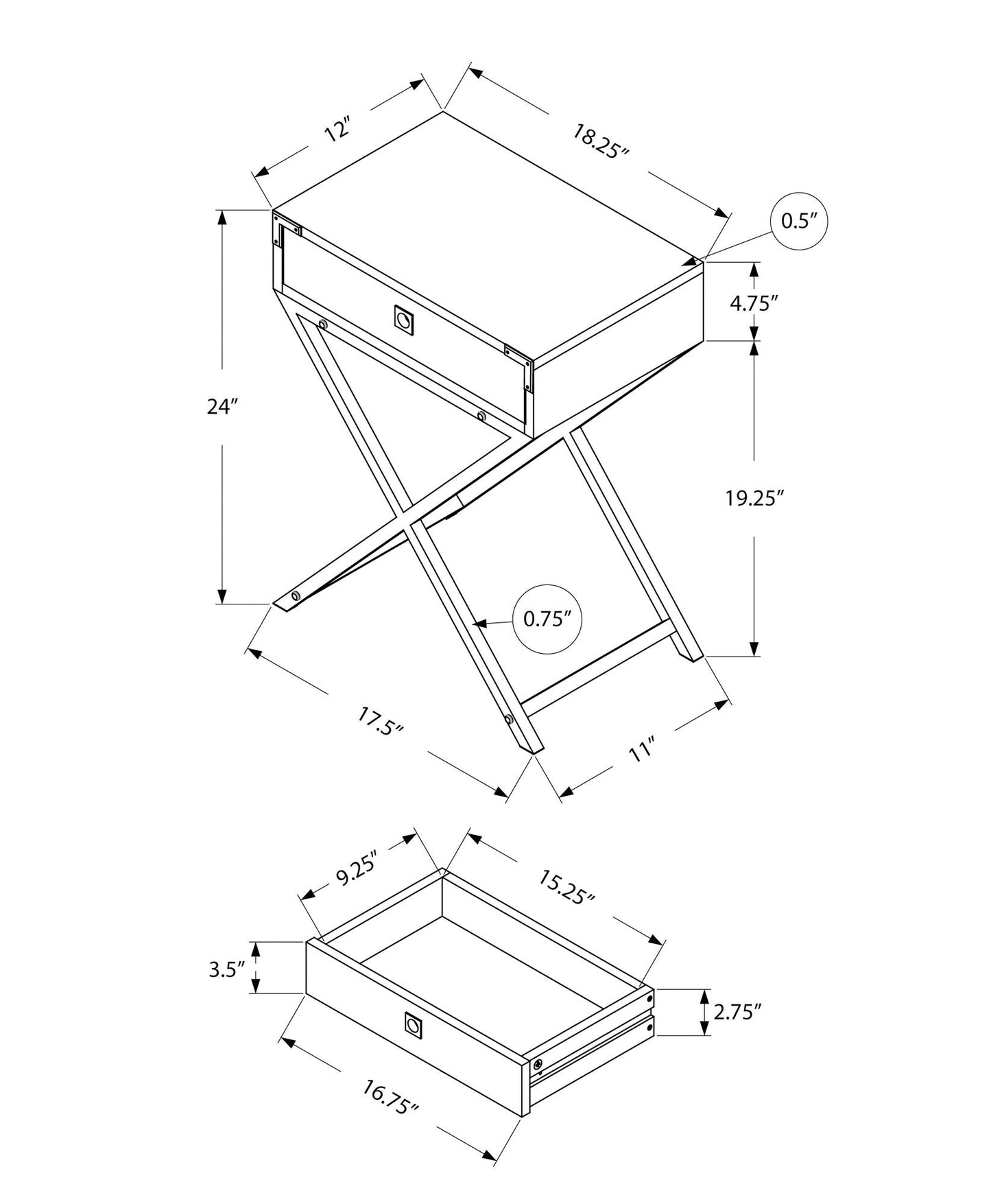 Accent Side Table with Storage Drawer