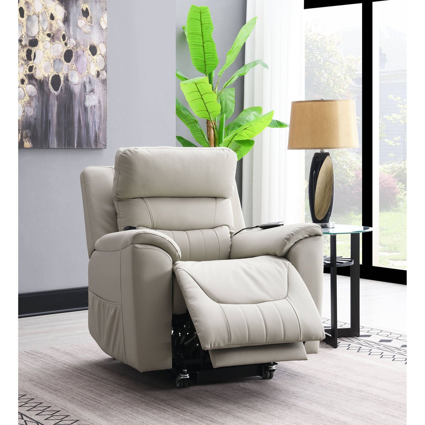 Marsha - Power Recliner With Lift & Massage - Light Gray