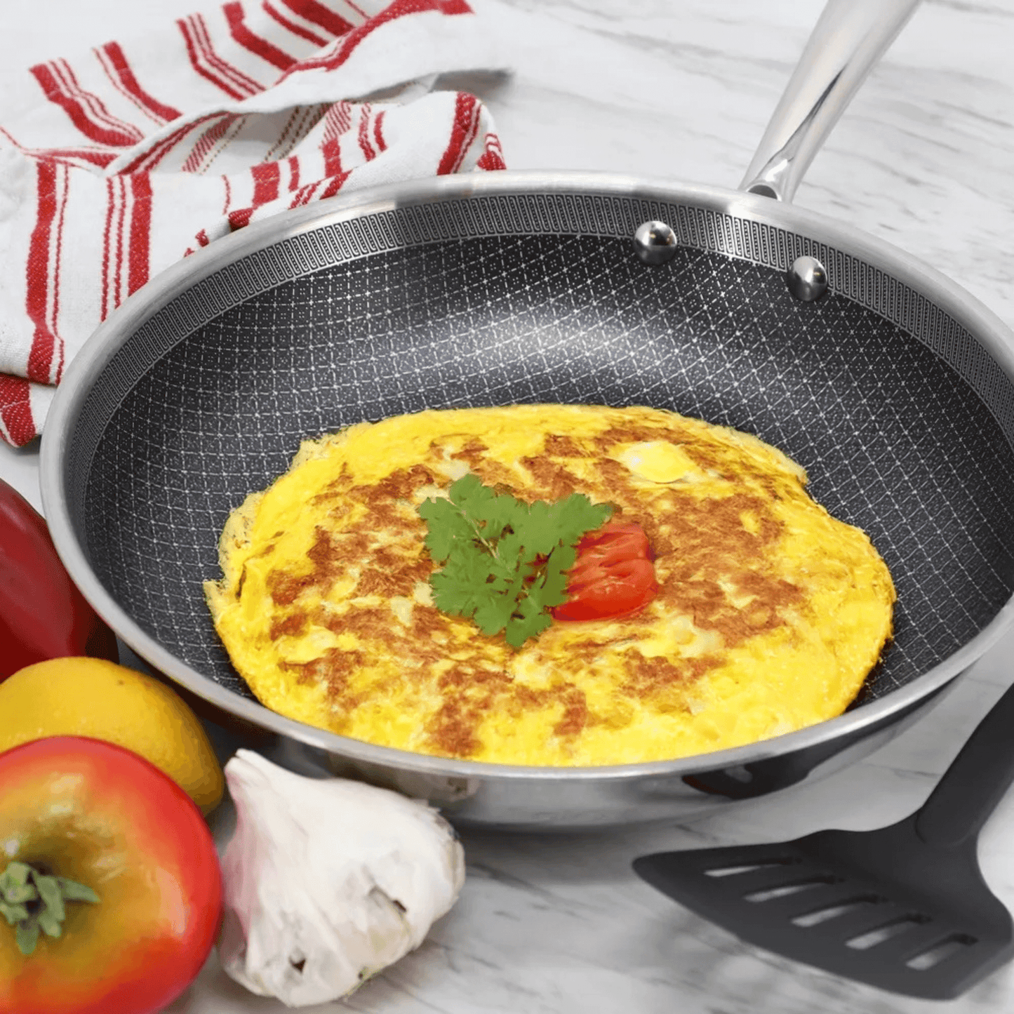 Better Chef 12-Inch 3-Ply Stainless Steel Nonstick Fry Pan with Rolled Edge