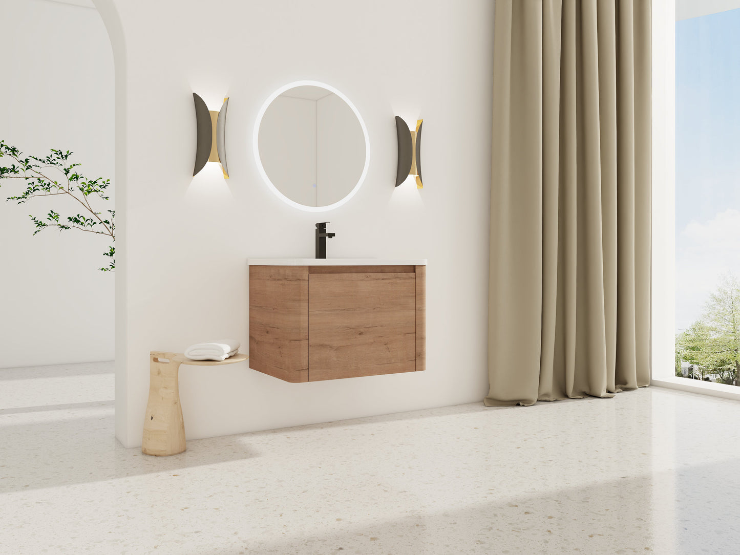 28'' Wall-Mounted Bathroom Vanity with Ceramic Sink