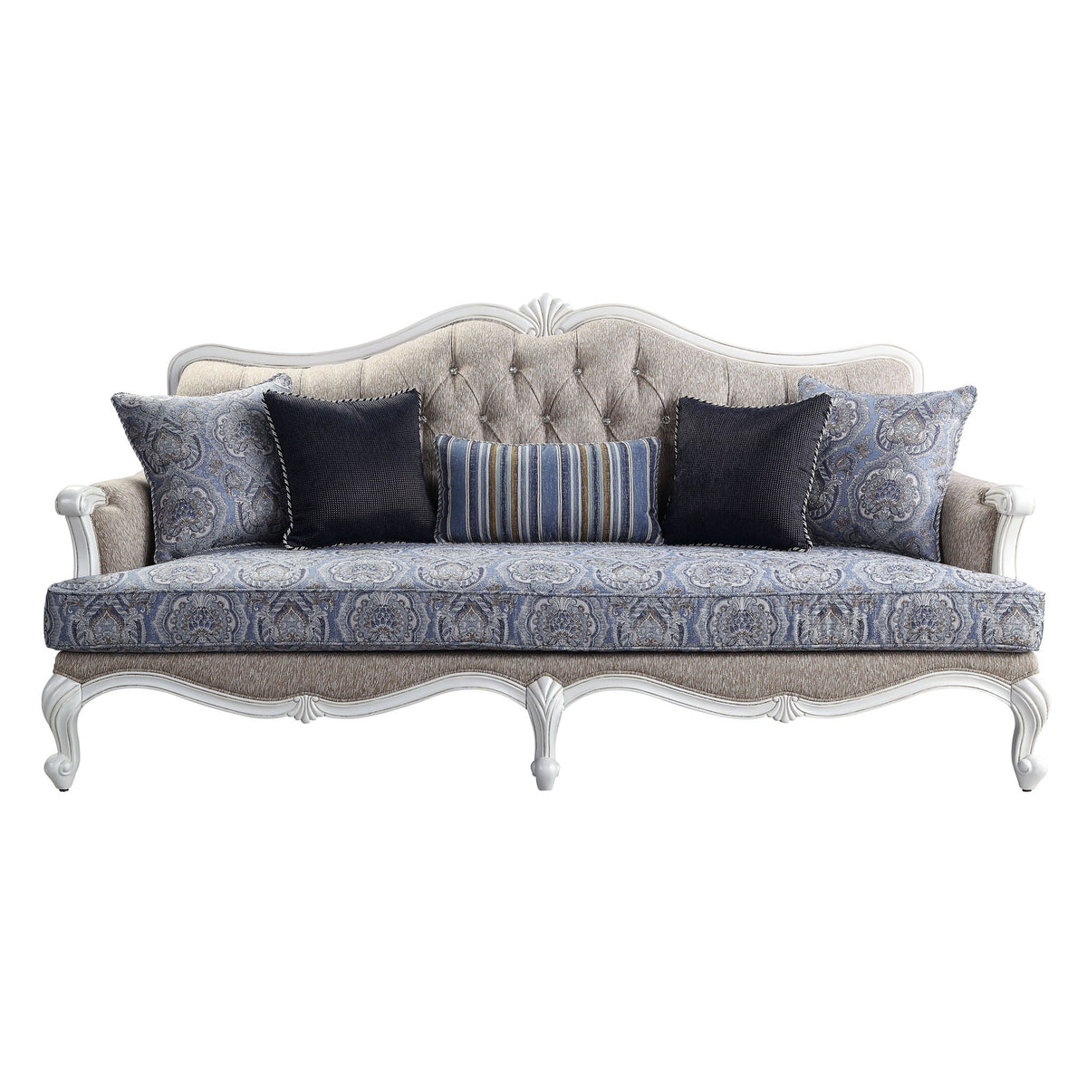 Ciddrenar - Sofa With 5 Pillows - Fabric & White
