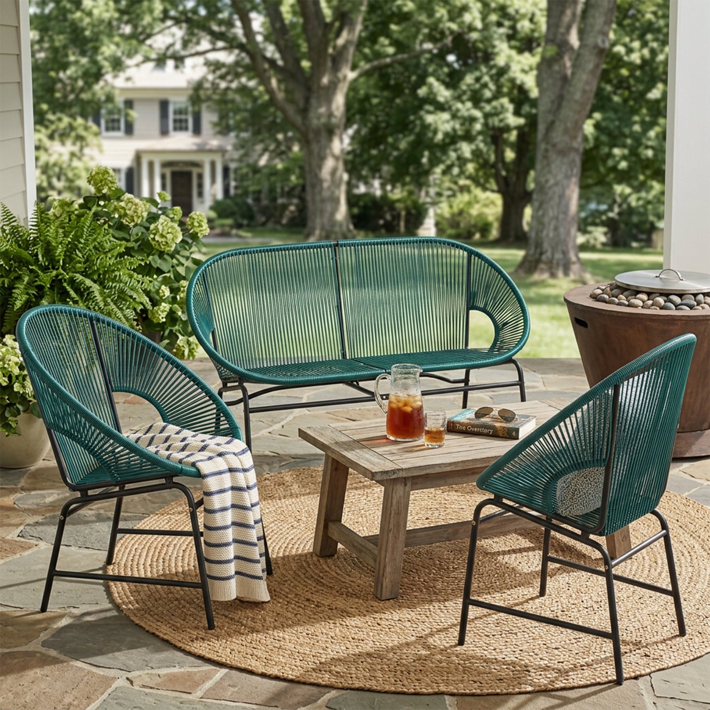 Nusa Outdoor Patio Wicker 3-Piece Chat Set