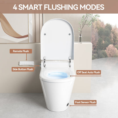 Smart Bidet Toilet With Auto Open / Close Seat, Warm Water Wash, Heated Seat, And Wireless Remote Control