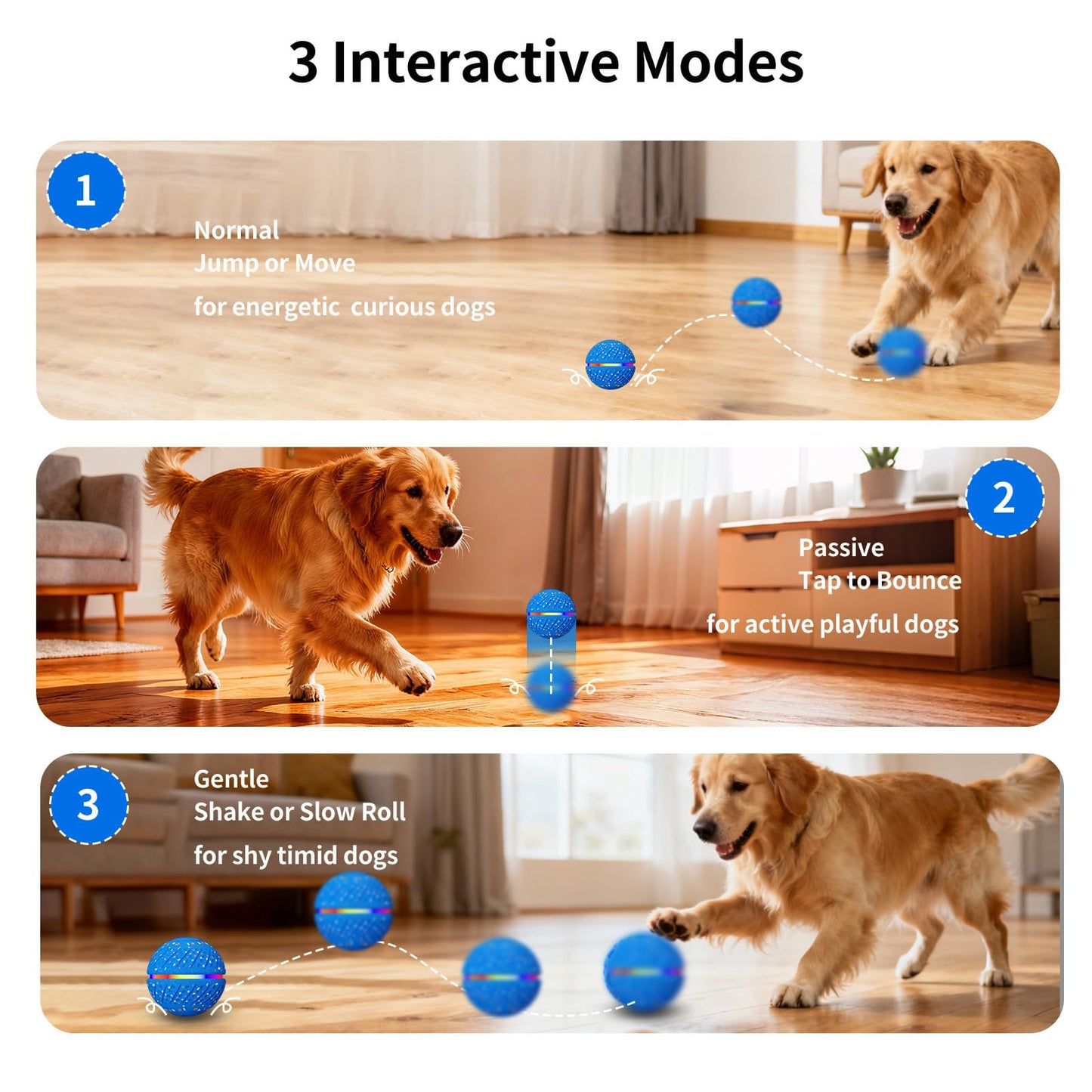 Interactive Dog Toys Ball, Smart Moving Bouncing Dog Ball With Colorful Lights, Automatic Moving, Bouncing And Rotating, E-TPU Material, Dogs Toy For Small Medium Dogs Keep Them Busy