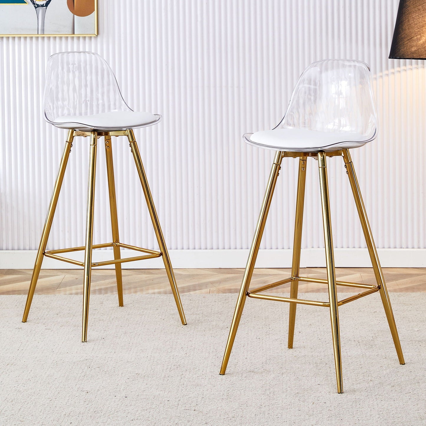 Stylish Upholstered Bar Chairs with Metal Legs