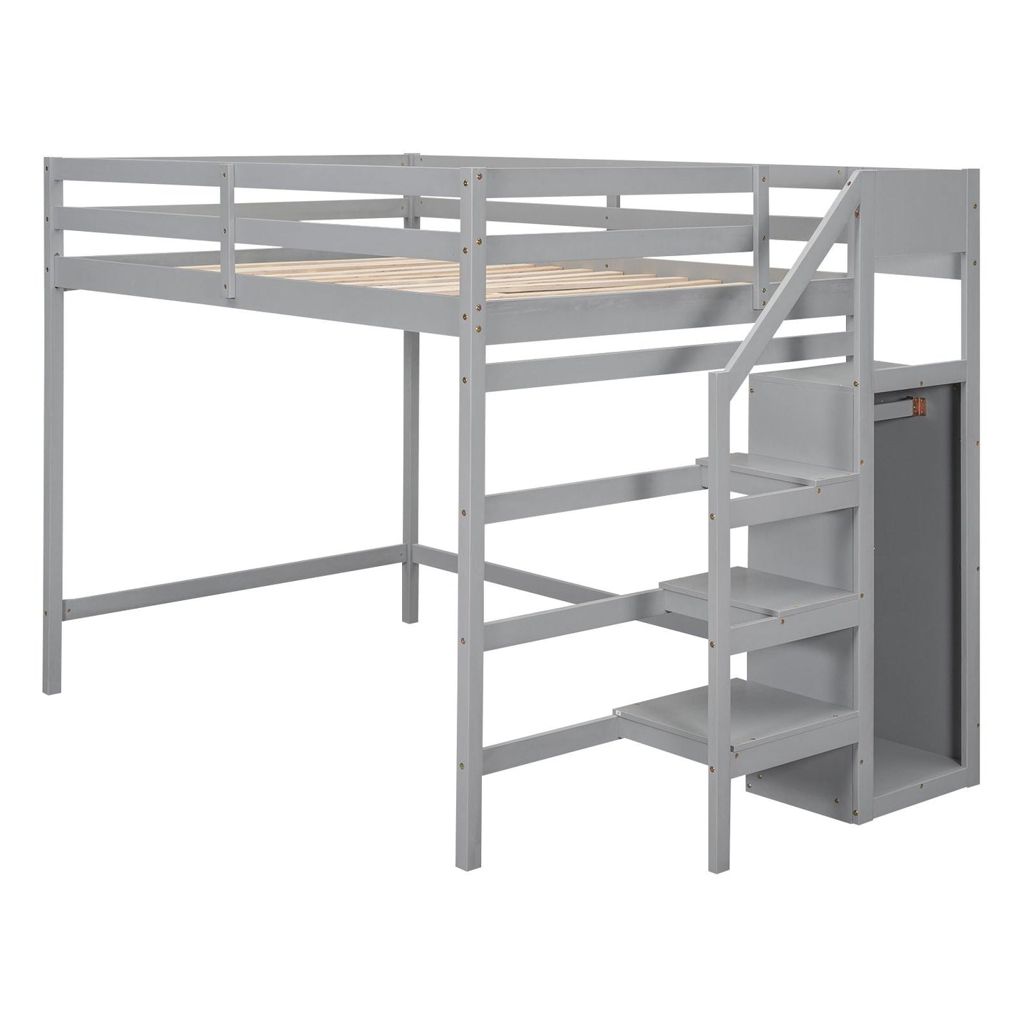 Loft Bed With Built In Storage Wardrobe And Staircase