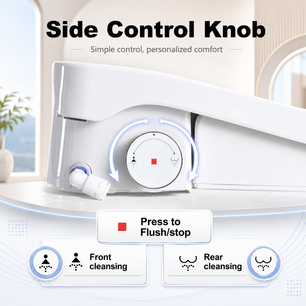Smart Bidet Toilet Seat with Side Knob Adjustable Heated Seat