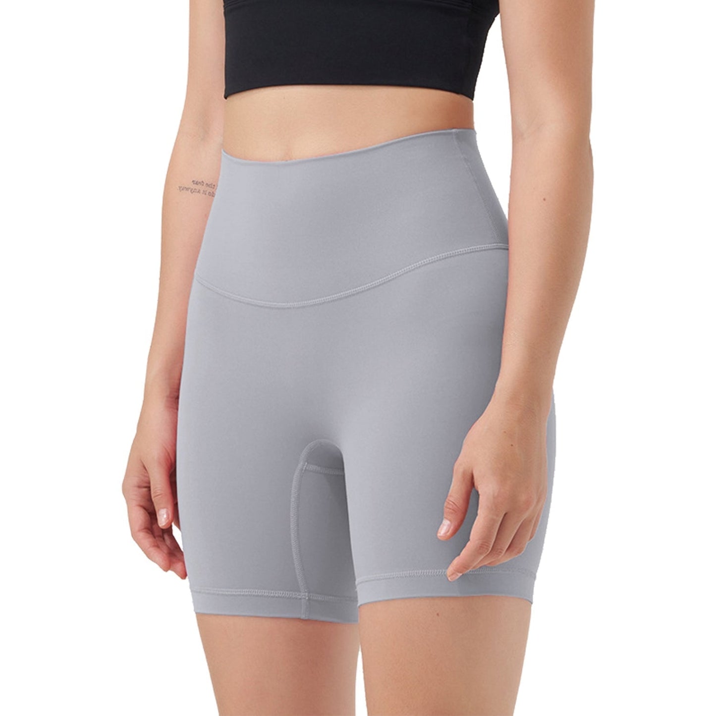 Women\'s High Waist Biker Shorts Tummy Control Pants Athletic Leggings Spandex Booty Shorts with 6.3In Inseam No Front Seam for Workout Yoga Running V