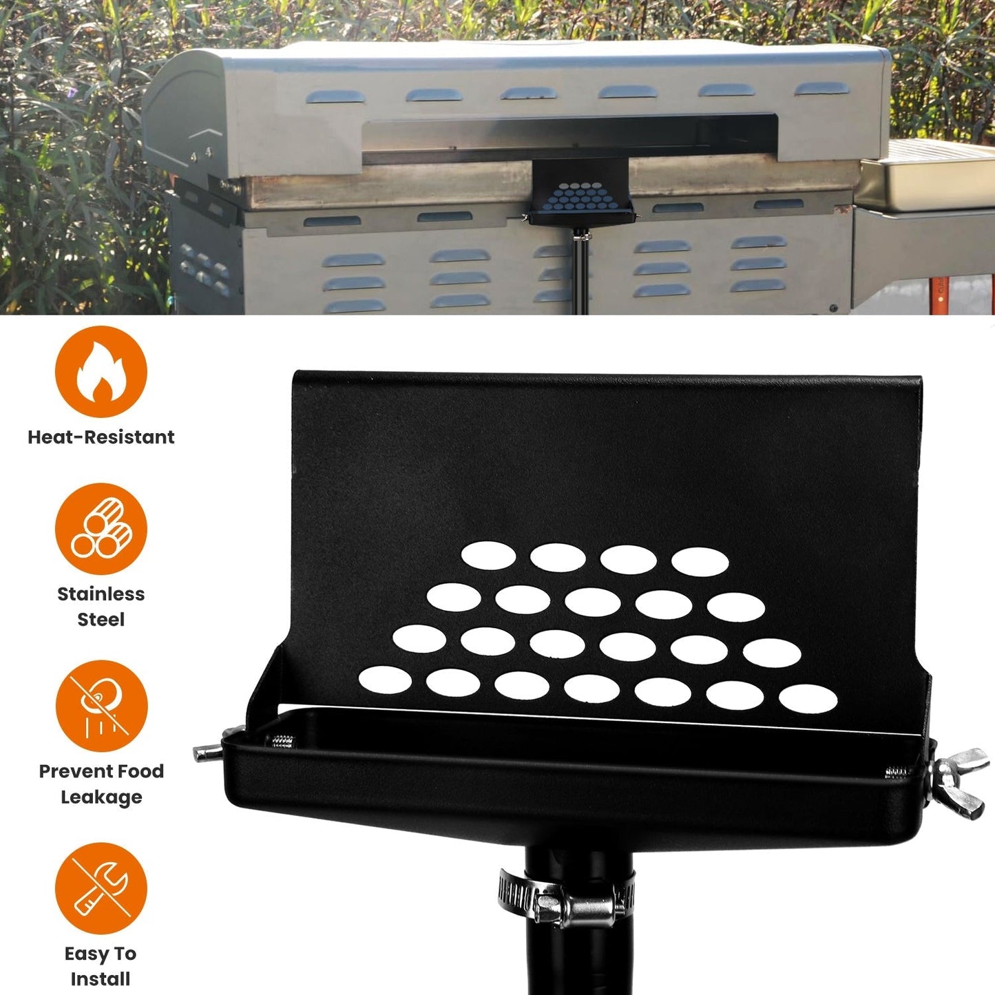 Rear Grease Drainage Funnel Fit For Blackstone Griddle Grease Catcher With 39.76IN Heat Resistant Hose Stainless Steel Grease Collector