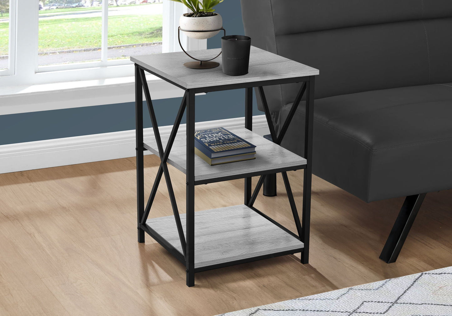 3 Tier Accent Table Side Marble Look Contemporary & Modern
