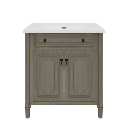 Vintage Bathroom Vanity With Sink, Rustic Cabinet With Soft Close Doors