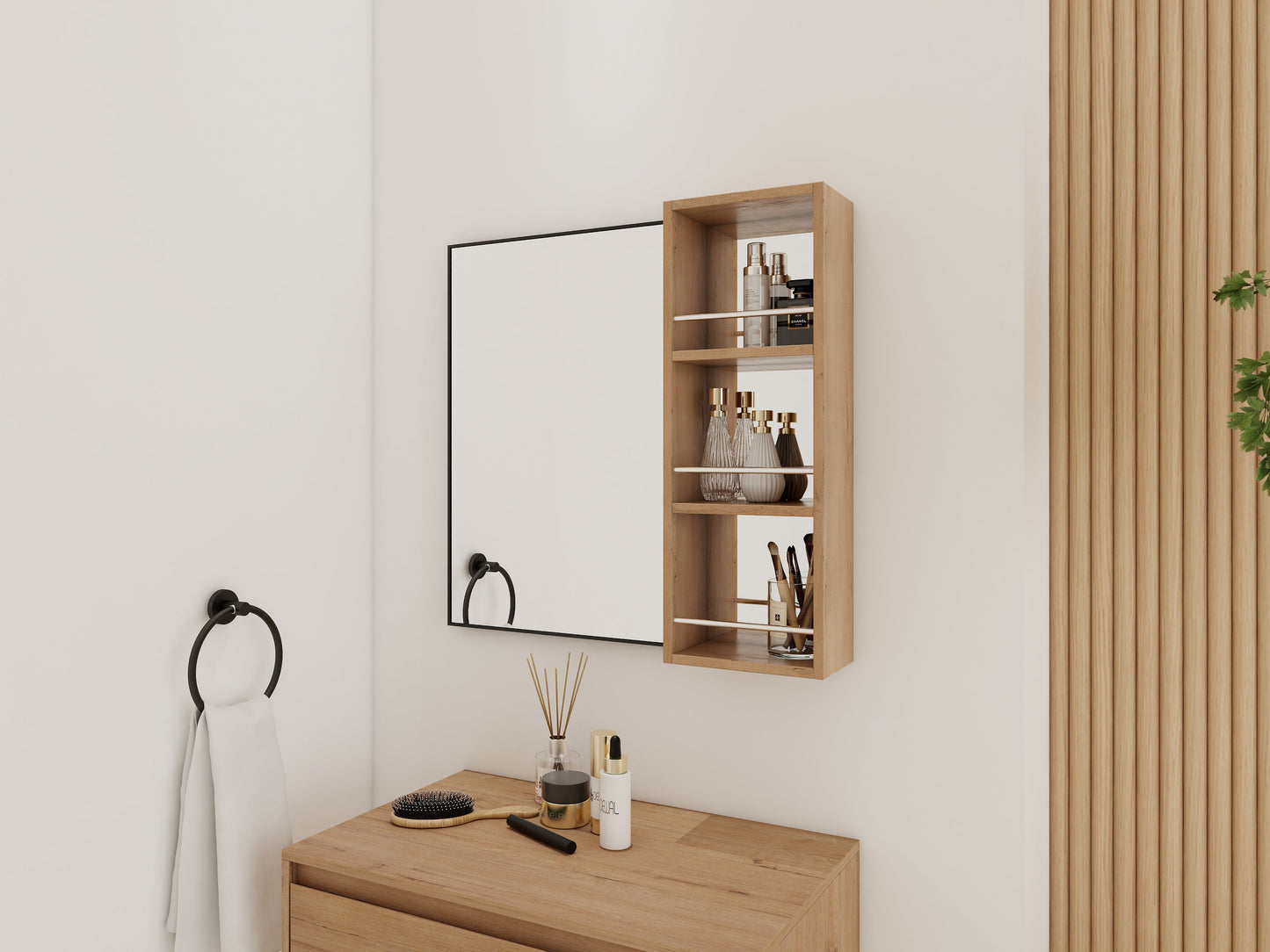 10'' Wall Mounted Bathroom Mirror Cabinet with Open Storage