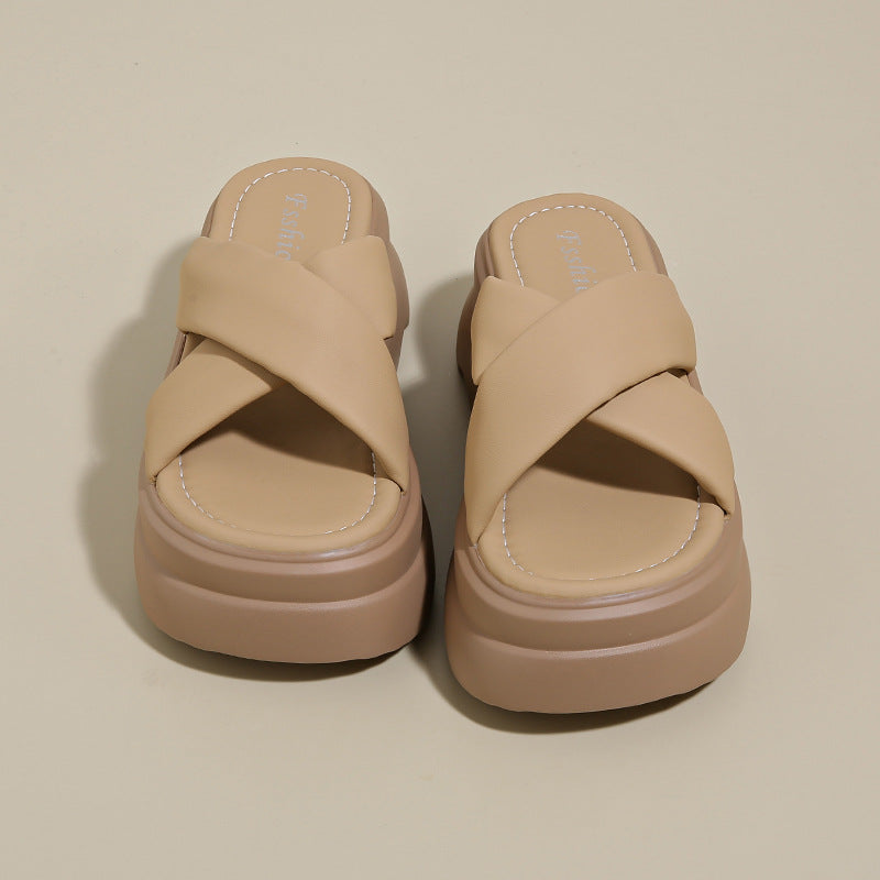 Thick Soled Slippers For Women Wearing Outside In Summer Small Size