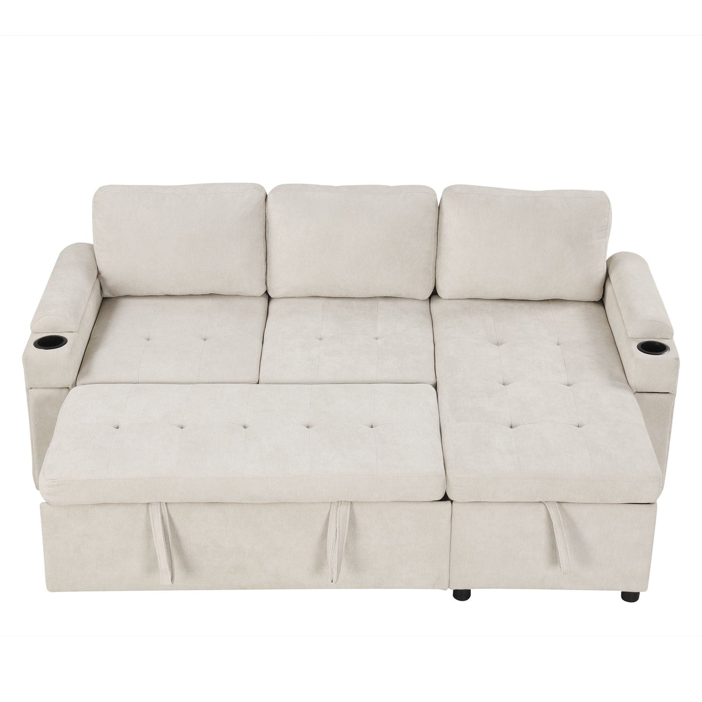 Convertible L Shaped Sofa Couch With Storage, Cup Holders, USB Ports