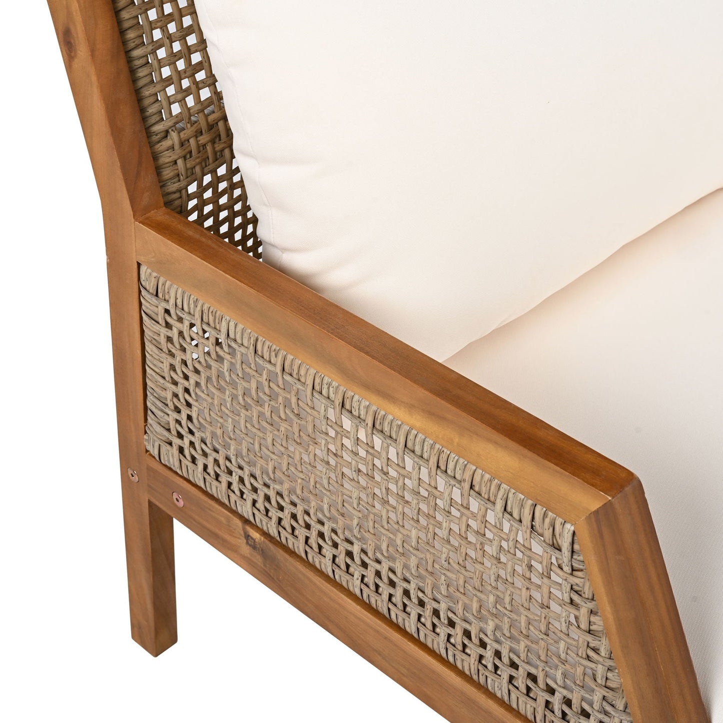 Acacia Wood Patio Furniture Club Chair, Outdoor Wicker Armchair