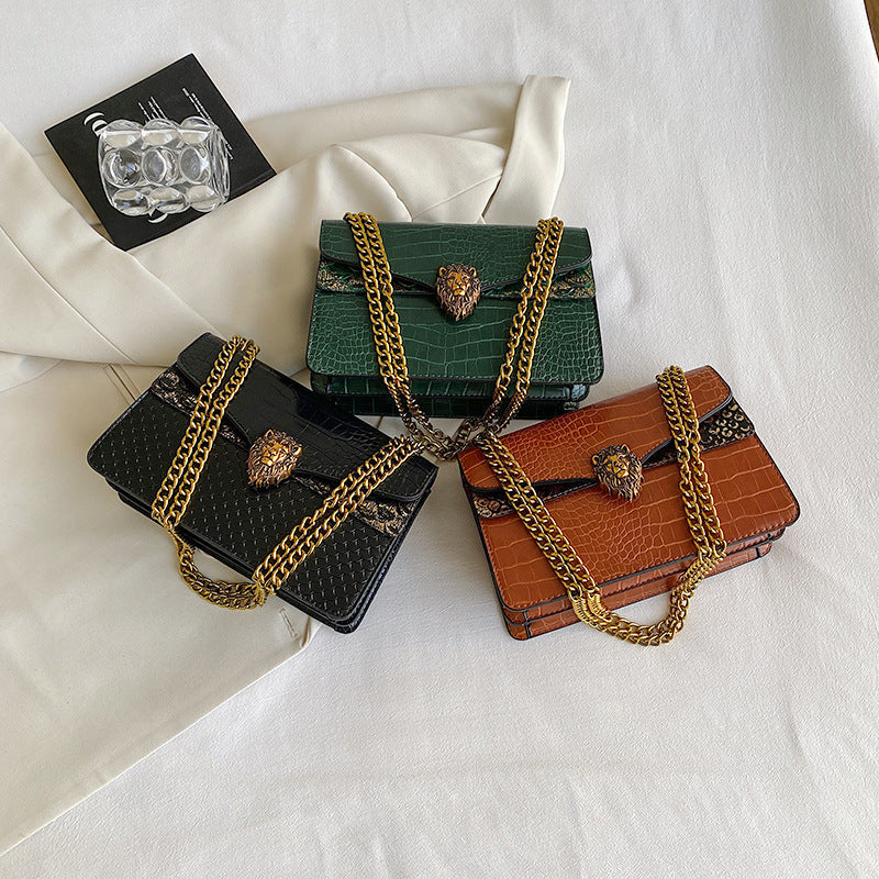 Retro Underarm Bag With Chain And Crocodile Pattern