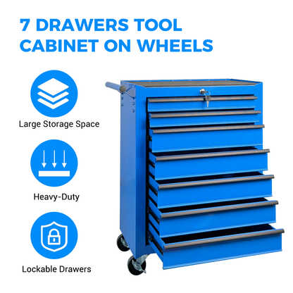 Rolling Metal Tool Chest with 7 Drawers, 20" Steel Cabinet